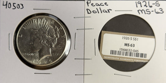 1926 S Peace Dollar - Mint State *Crackout* ( 40503 )