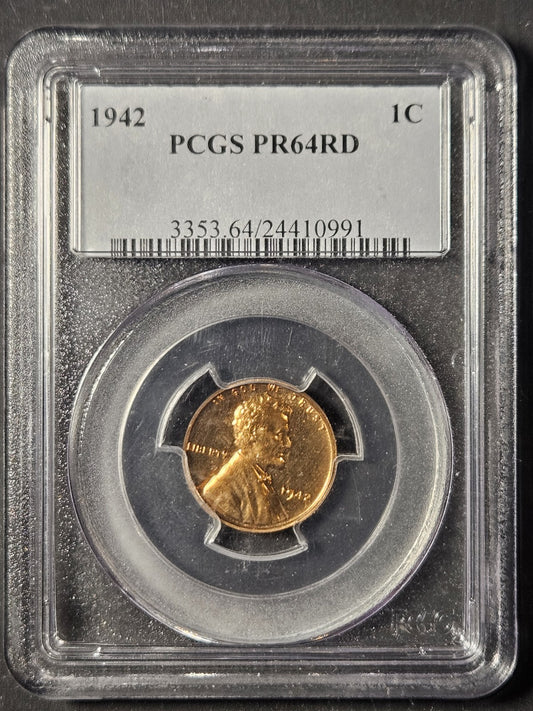 1942 Proof Lincoln Cent PCGS PF64RD (A6VK)