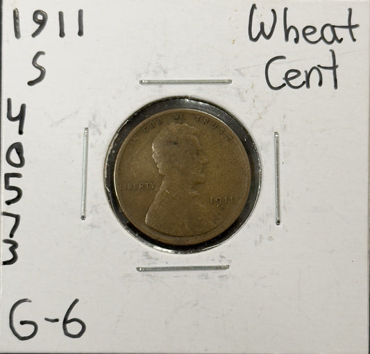 1911 S Wheat Cent - Good ( 40573 )