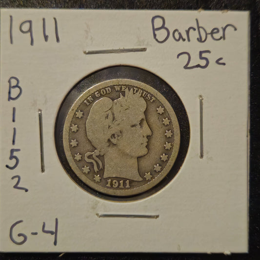 1911-P Barber Quarter Ungraded Good B1152