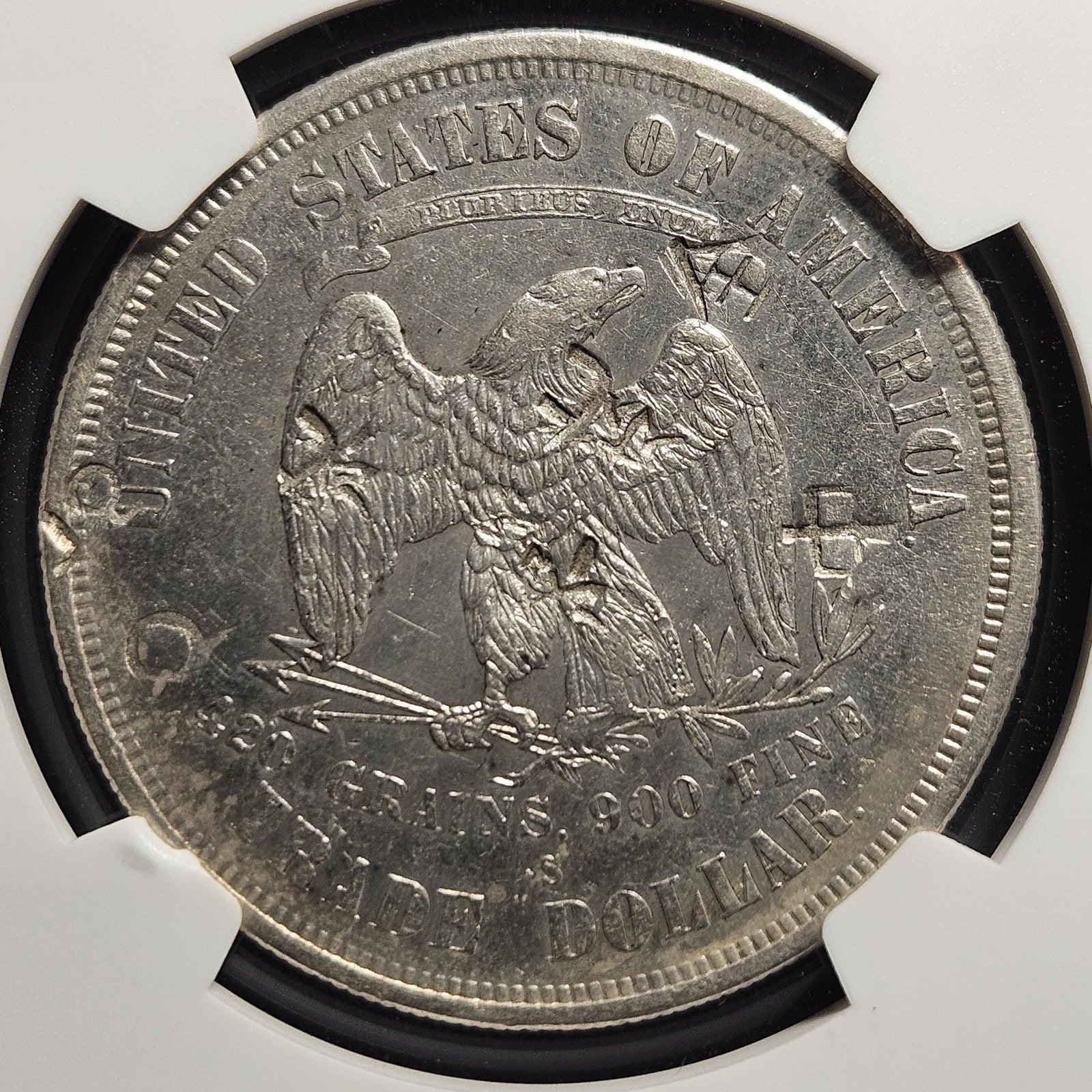 1874 S Chopmarked Trade Dollar - NGC AU Details ( 40471 )