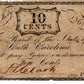 1861 State Bank of South Carolina Obsolete 10 Cent Note SC195-210 B1166