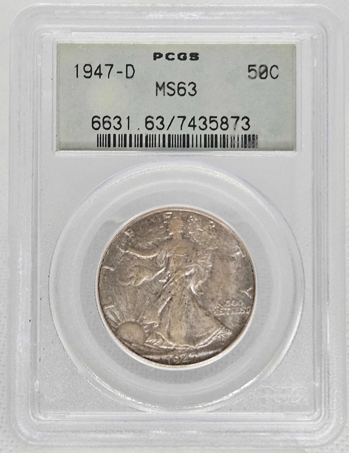 1947-D Walking Liberty Half Dollar PCGS MS63  Beautiful Toned Coin in OGH!!