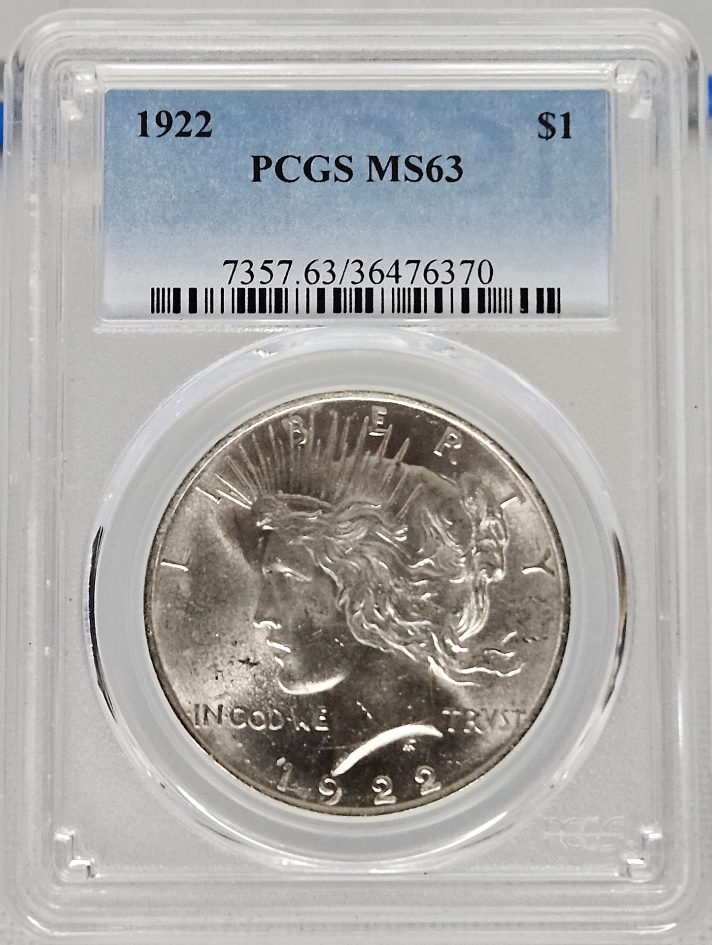 1922-P Peace Silver Dollar PCGS MS63  Beautiful Graded Coin!!!