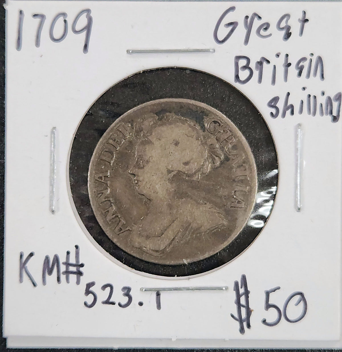 1709 Great Britain Shilling Km#523.1 KPZ5 — Obverse