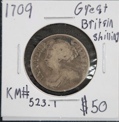 1709 Great Britain Shilling Km#523.1 KPZ5 — Obverse