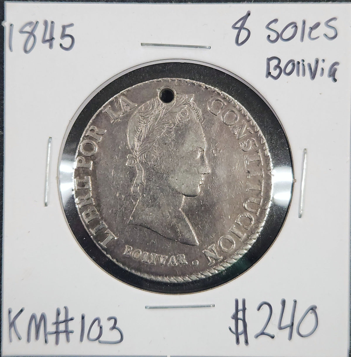 1845 8 Soles Bolivia Km#103 5XKK — Obverse