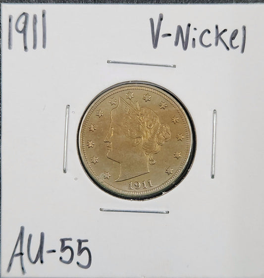 1911 Liberty V Nickel AU-55 2976.55-A — Obverse