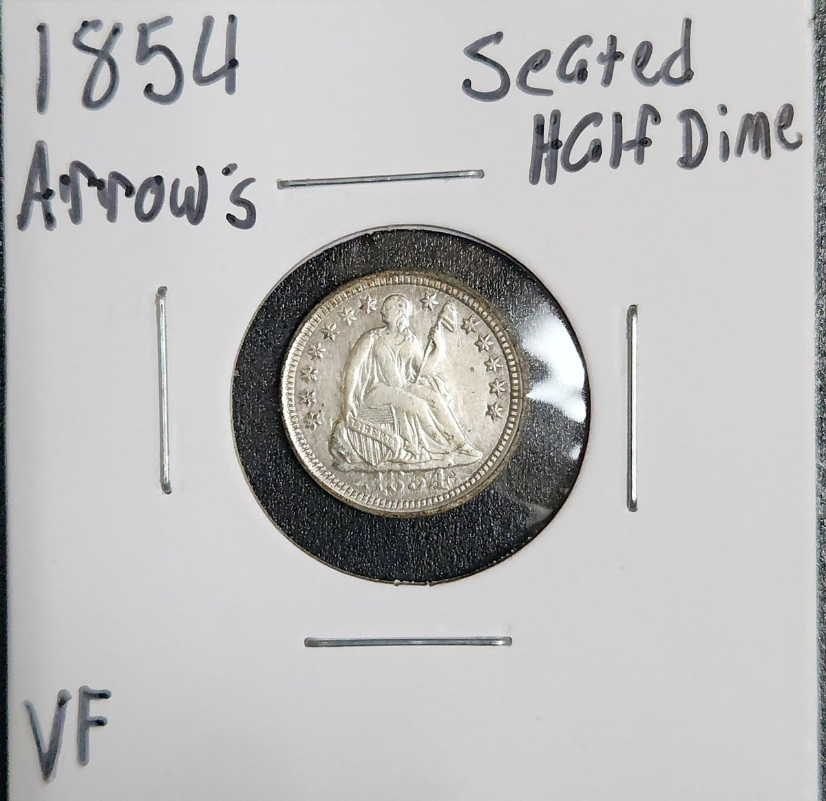 1854 Arrows Seated Liberty Half Dime VF 3780.D35-A — Obverse