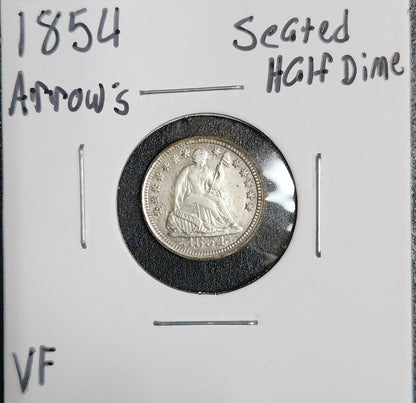 1854 Arrows Seated Liberty Half Dime VF 3780.D35-A — Obverse