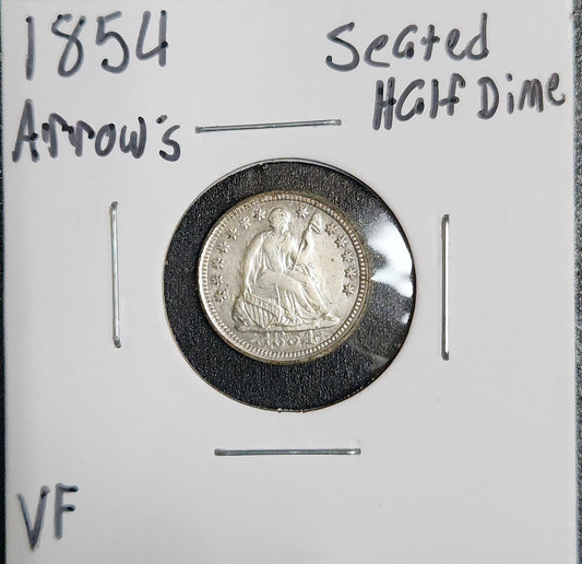 1854 Arrows Seated Liberty Half Dime VF 3780.D35-A — Obverse