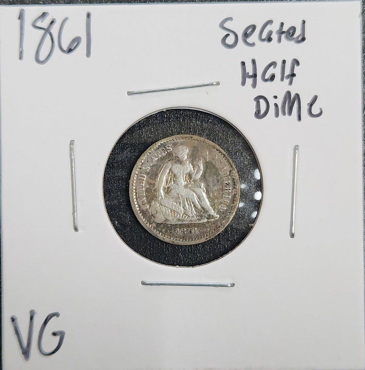 1861 Seated Liberty Half Dime VG 3789.D10-A — Obverse
