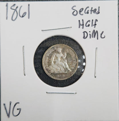 1861 Seated Liberty Half Dime VG 3789.D10-A — Obverse