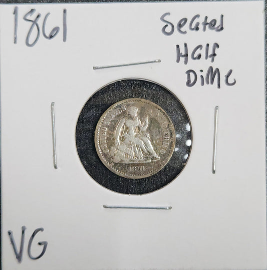 1861 Seated Liberty Half Dime VG 3789.D10-A — Obverse