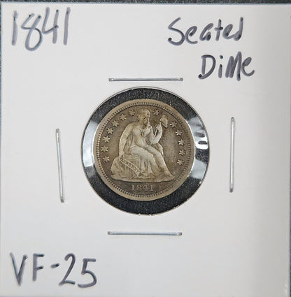1841 Seated Liberty Dime VF-25 3765.25-A — Obverse