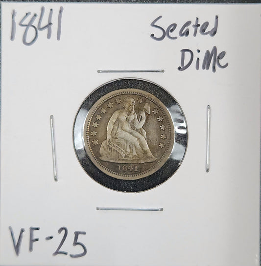 1841 Seated Liberty Dime VF-25 3765.25-A — Obverse