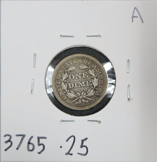 1841 Seated Liberty Dime VF-25 3765.25-A — Reverse