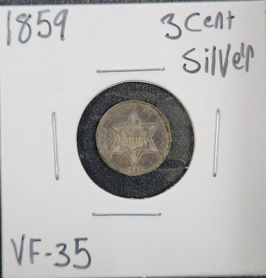 1859 Three-Cent Silver VF-35 3626.35-A — Obverse