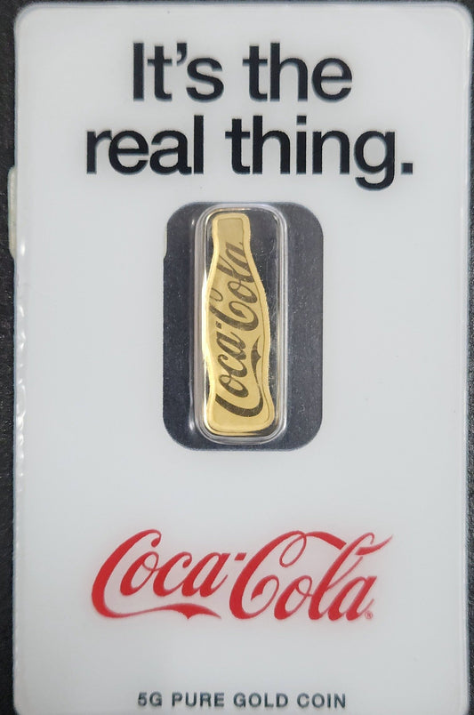 Coca-Cola 140 Years 5g Fine Gold (.9999) PAMP Suisse Bar Y9Q9 — Obverse