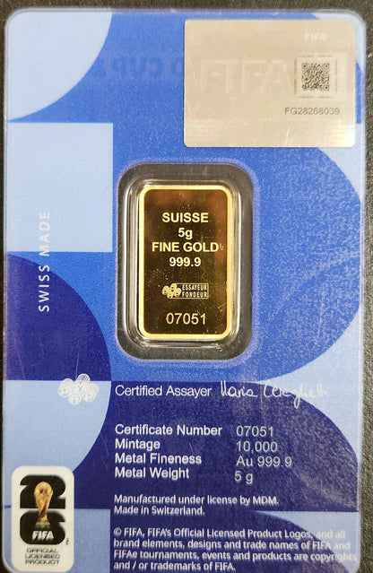 FIFA World Cup 26 5g Fine Gold Bar KHFU — Reverse