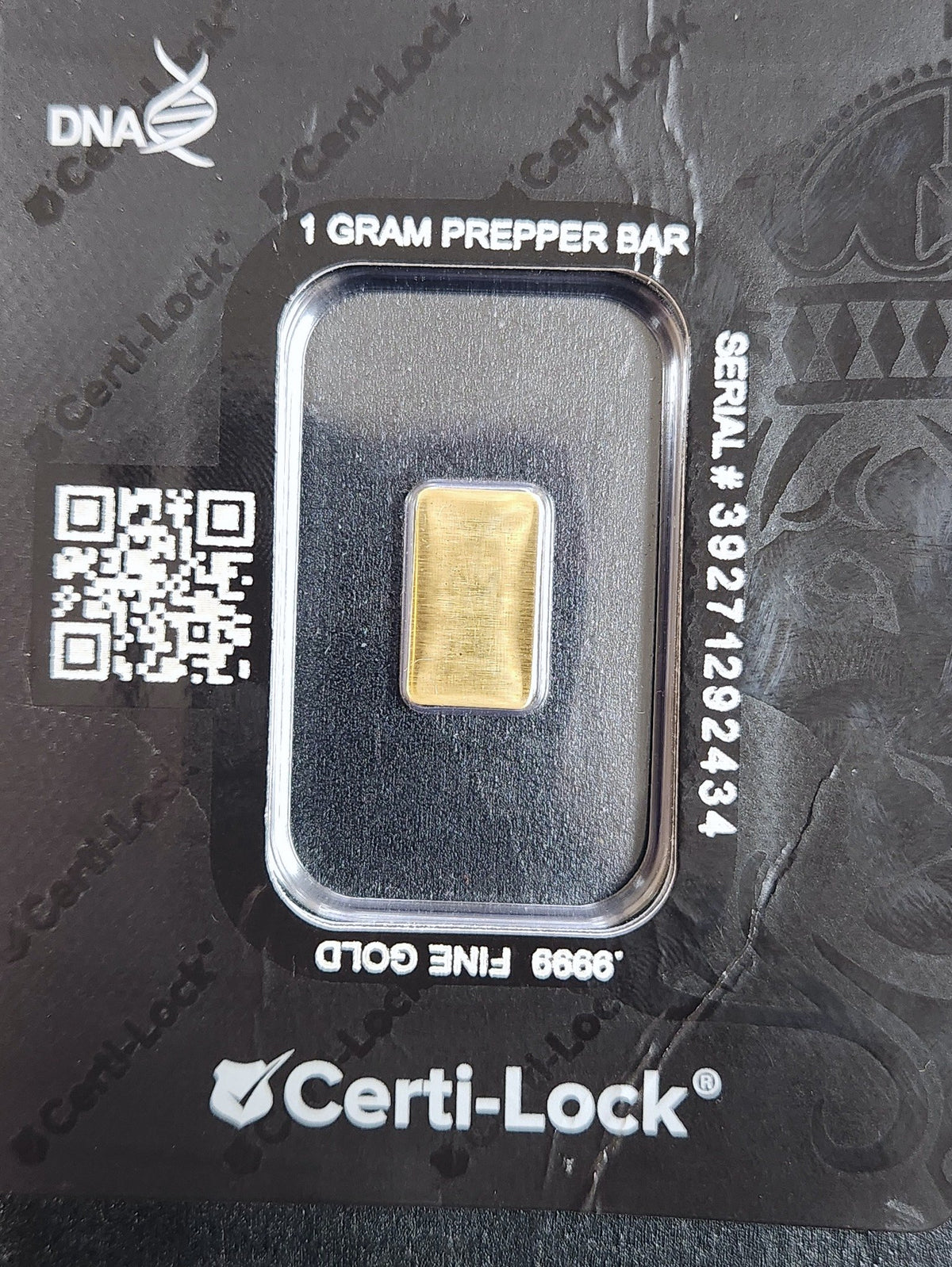 Scottsdale Mint 1 Gram.9999 Fine Gold Prepper Bar 32D9 — Reverse