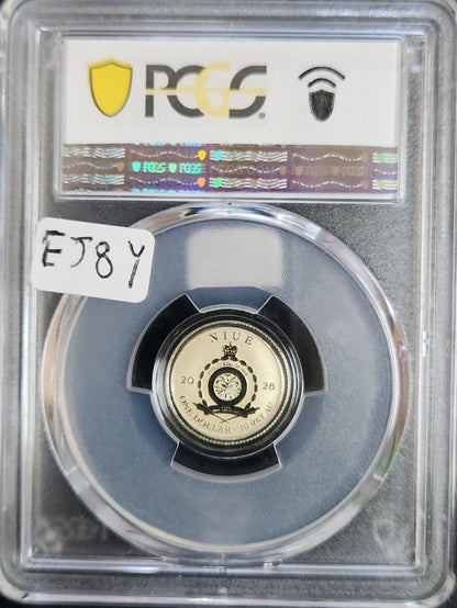 2026 PCGS MS70 Niue $1 Pirate Treasure 9KT Gold EJ8Y — Reverse