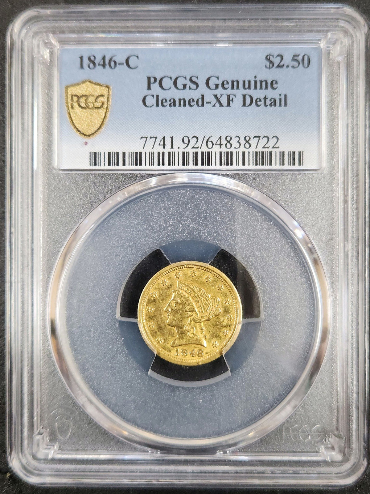 1846-C Charlotte Gold $2.50 PCGS Genuine Cleaned-XF Detail PC8P — Obverse