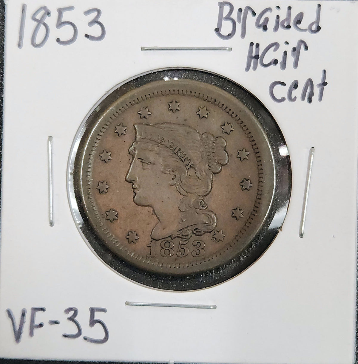 1853 Braided Hair Large Cent VF-35 1168.35-B — Obverse