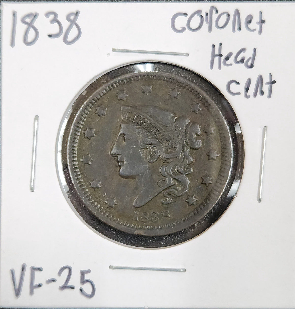1838 Coronet Head Large Cent VF-25 1042.25-A — Obverse