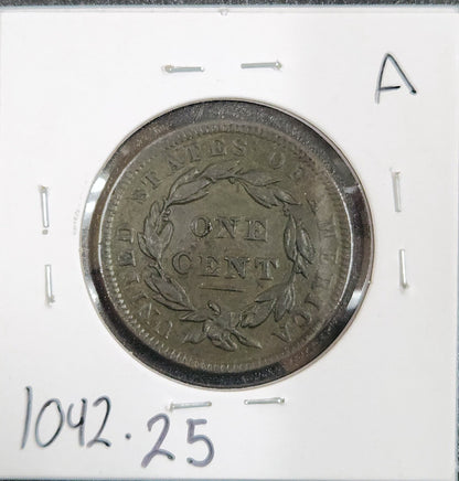 1838 Coronet Head Large Cent VF-25 1042.25-A — Reverse