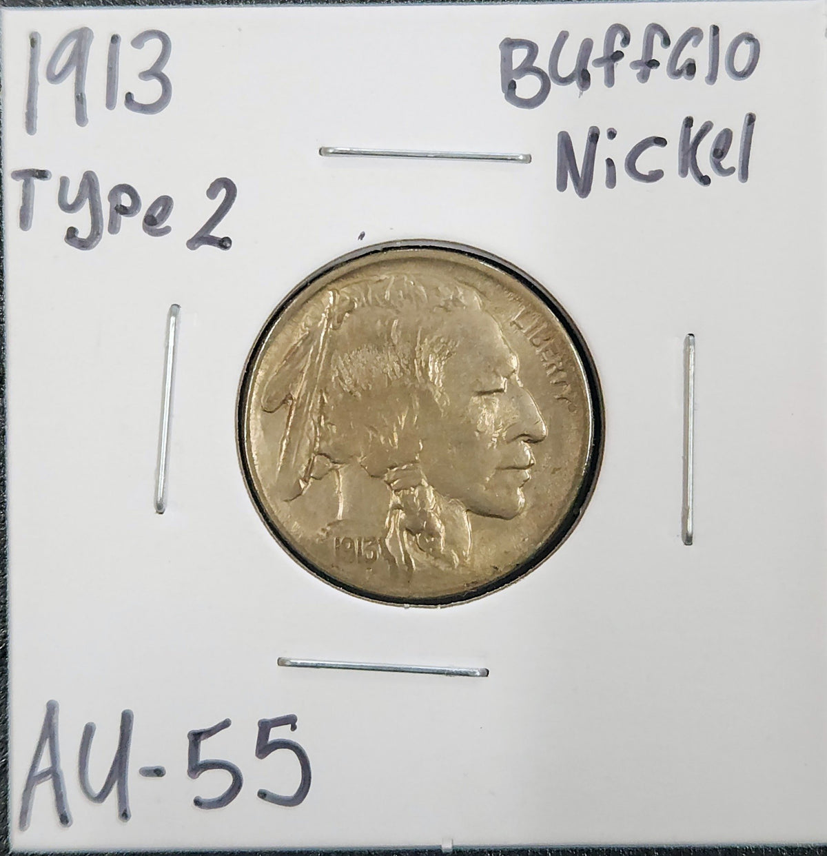 1913 Buffalo Nickel Type 2 AU-55 3078.55-A — Obverse