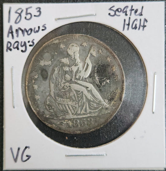 1853 Seated Liberty Half Dollar Arrows & Rays VG 6271.D8-A — Obverse