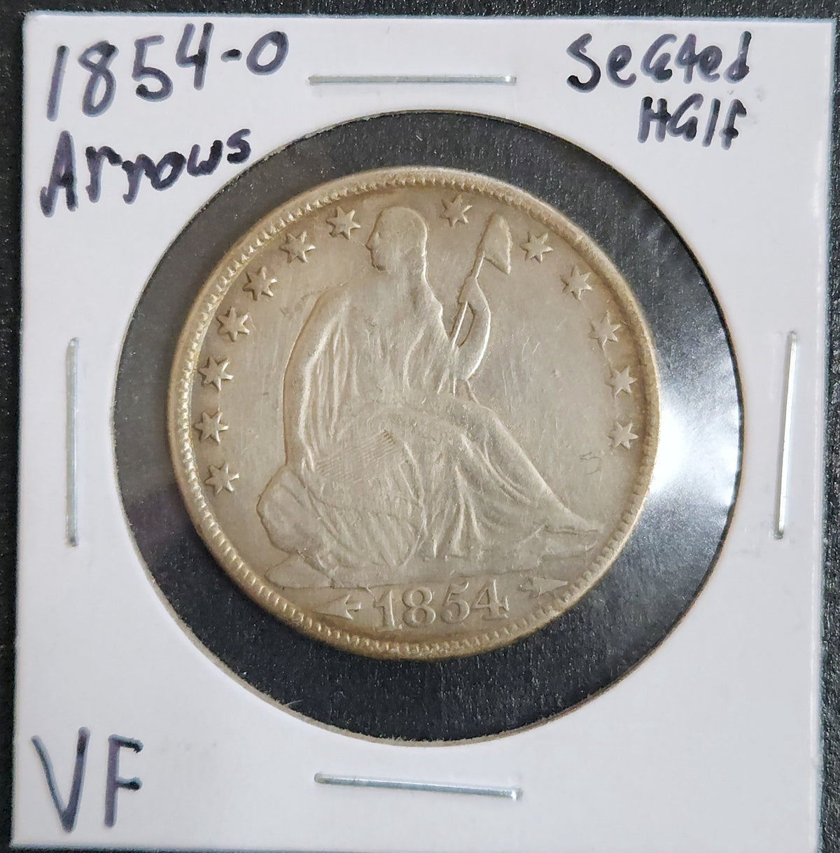 1854-O Seated Liberty Half Dollar With Arrows VF 6332.D20-A — Obverse