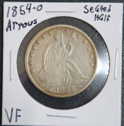 1854-O Seated Liberty Half Dollar With Arrows VF 6332.D20-A — Obverse