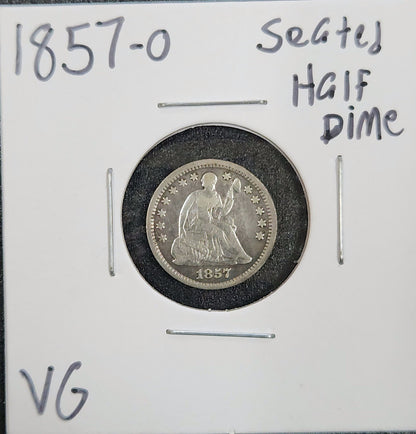 1857-O Liberty Seated Half Dime VG 3821.D10-A — Obverse