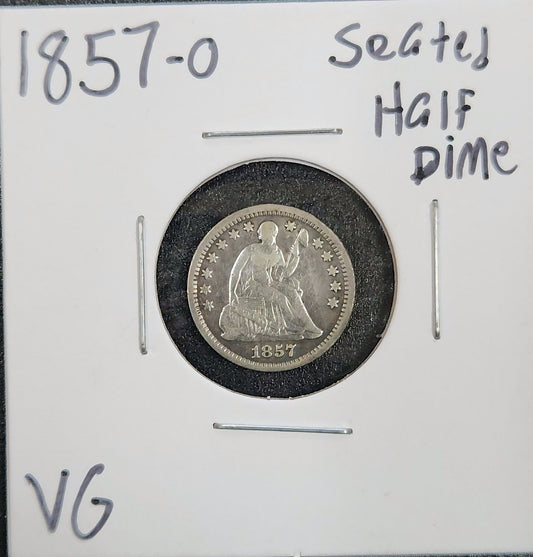 1857-O Liberty Seated Half Dime VG 3821.D10-A — Obverse