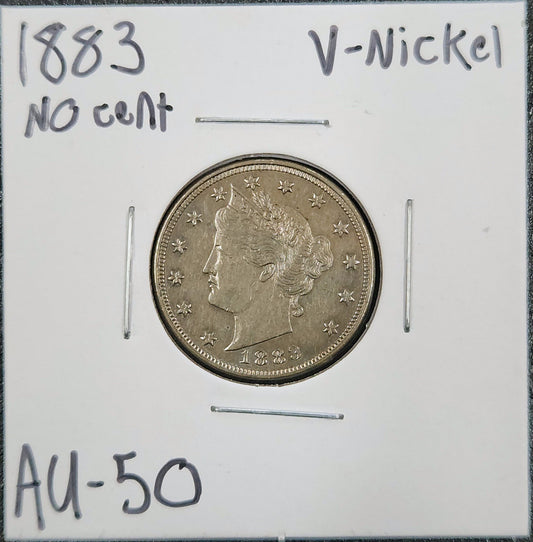 1883 Liberty V Nickel No Cent AU-50 2947.50-A — Obverse