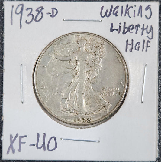 1938-D Walking Liberty Half Dollar XF-40 6739.40-A — Obverse