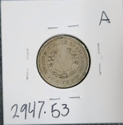1883 Liberty V Nickel No Cent AU-53 2947.53-A — Reverse