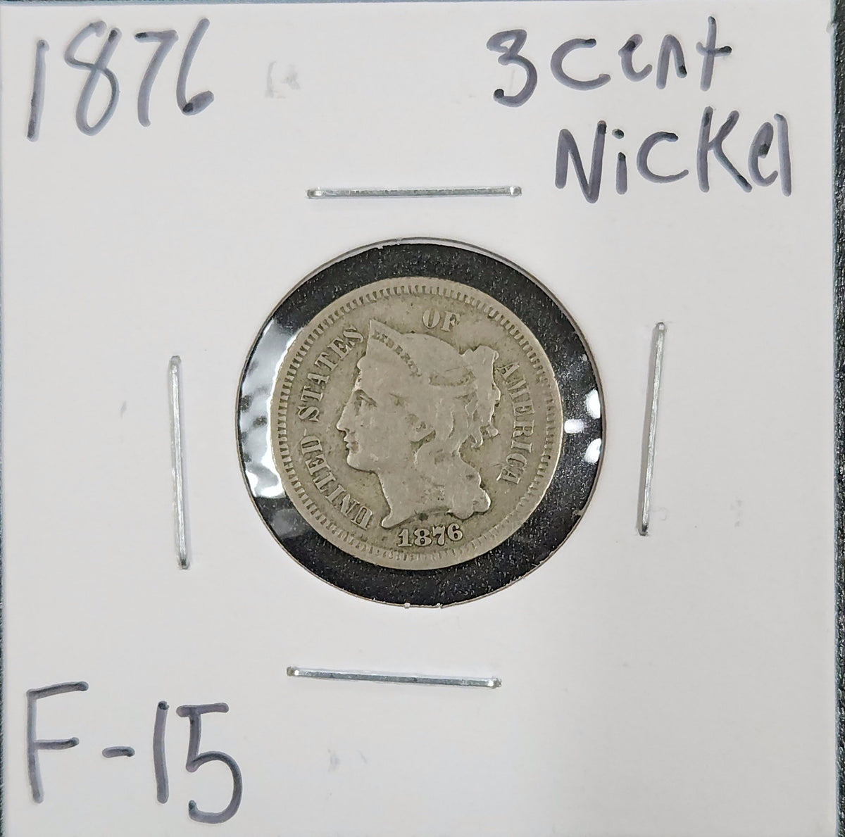 1876 Three-Cent Nickel F-15 2779.5-A — Obverse