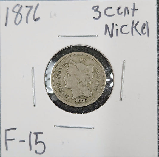 1876 Three-Cent Nickel F-15 2779.5-A — Obverse