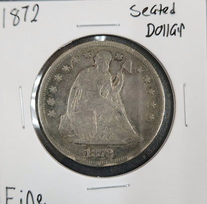 1872 Seated Liberty Dollar Fine 7221.D15-A — Obverse