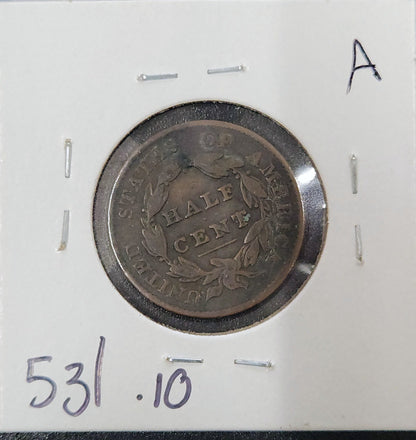 1828 Classic Head Half Cent VG-10 531.10-A — Reverse