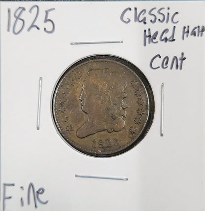 1825 Classic Head Half Cent Fine 525.D12-A — Obverse