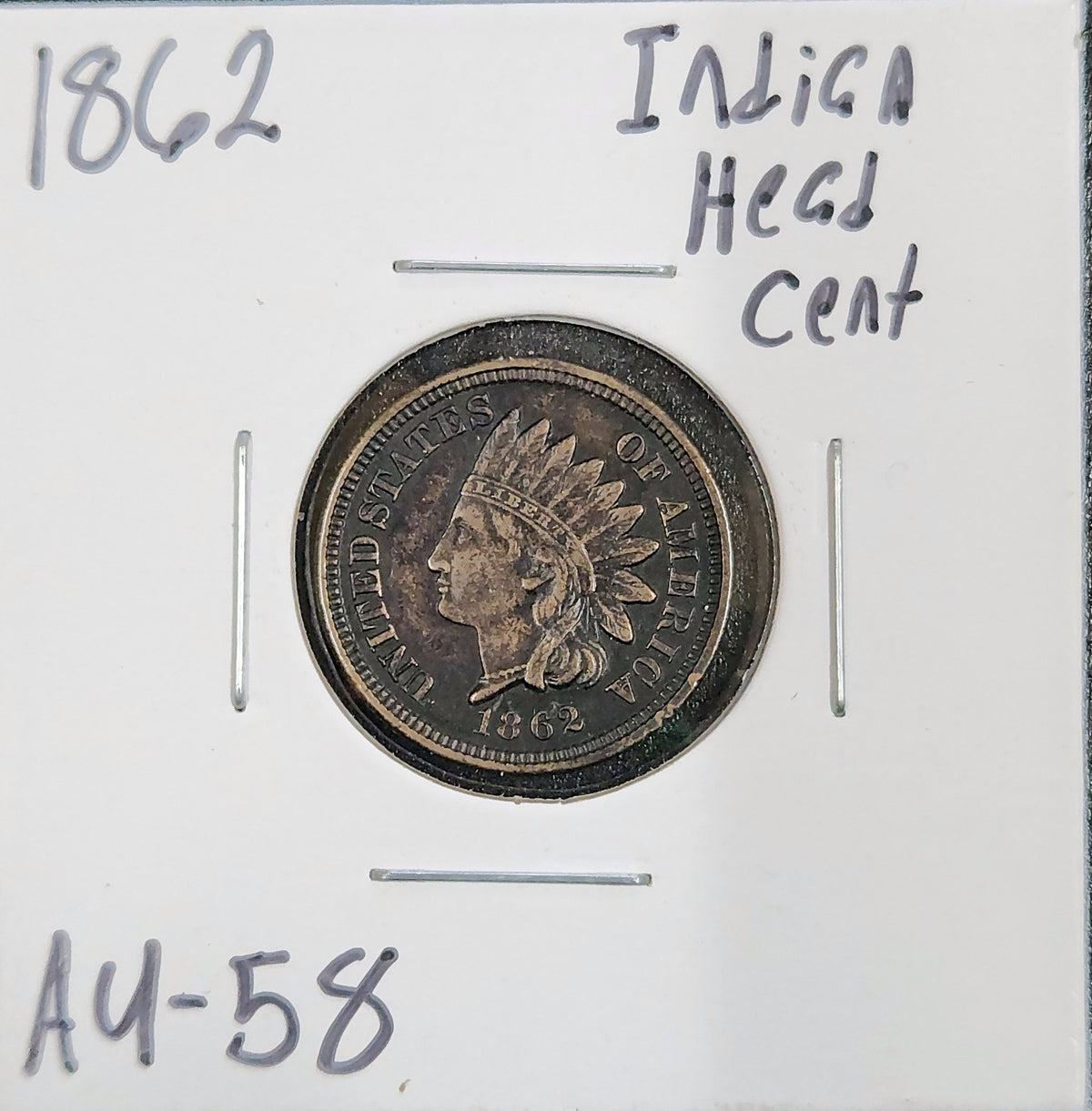 1862 Indian Head Cent AU-58 1293.58-A — Obverse