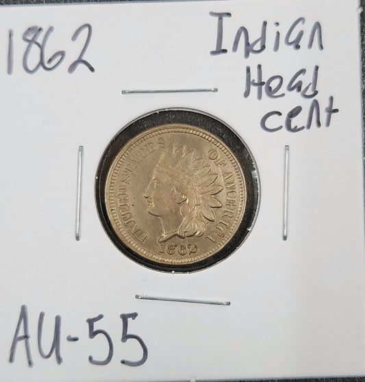 1862 Indian Head Cent AU-55 1293.55-A — Obverse