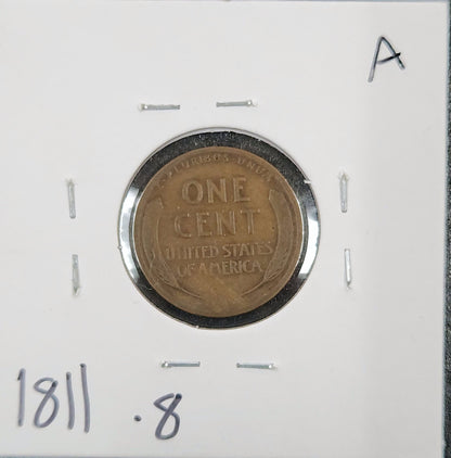 1911-S Lincoln Wheat Cent VG-8 1811.8-A — Reverse