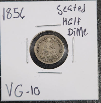 1856 Seated Half Dime VG-10 — Obverse