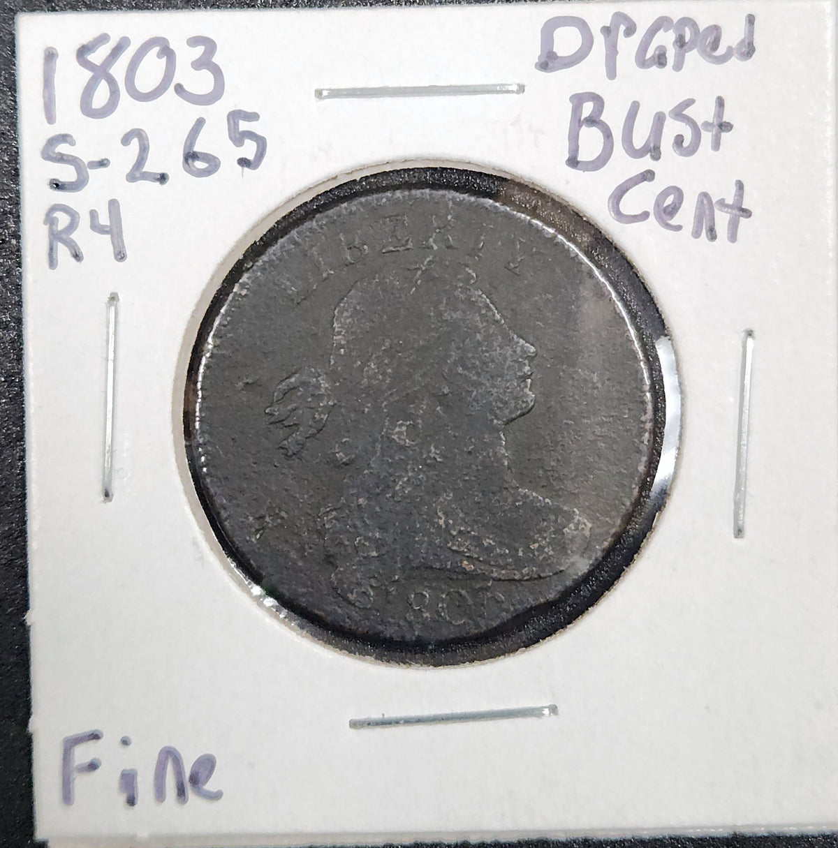 1803 Draped Bust Large Cent S-265 R4 Fine 80051.D12-A — Obverse