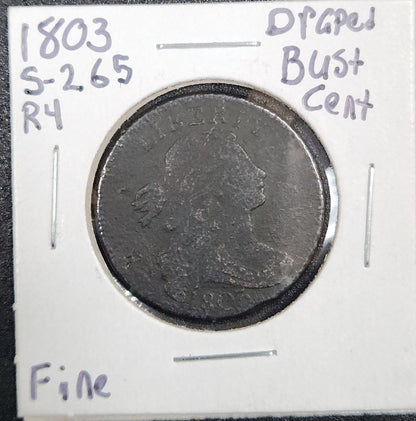 1803 Draped Bust Large Cent S-265 R4 Fine 80051.D12-A — Obverse